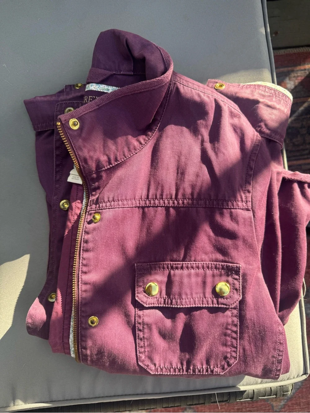 J.Crew Relaxed Boyfriend Field Jacket Purple Utility Cargo Military 100% cotton